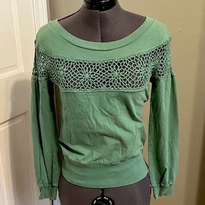 Crochet Cutout Long Sleeve Sweatshirt